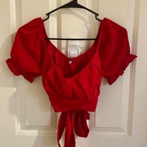 Red cropped top